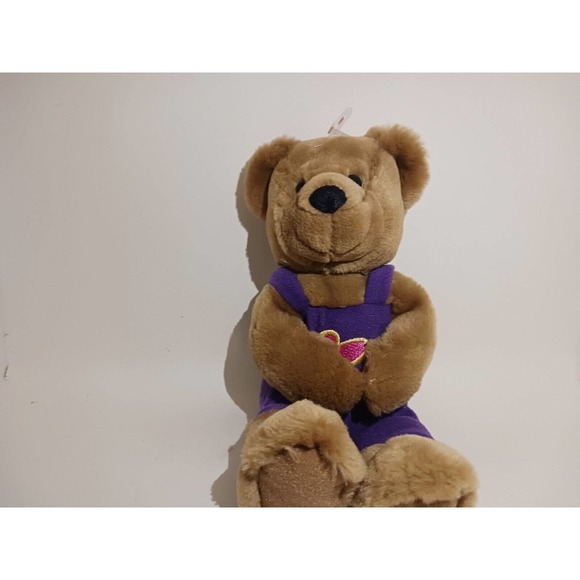 Hallmark Love and Kissing Bear Magnetic Nose Self Fastening Hands Purple Overall - Picture 5 of 10